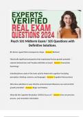 Psych 101 Midterm Exam/ 105 Questions with Definitive Solutions.