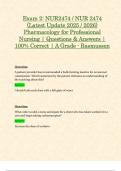 Exam 2: NUR2474 / NUR 2474 (Latest Update 2025 / 2026) Pharmacology for Professional Nursing | Questions & Answers | 100% Correct | A Grade - Rasmussen