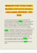 MISSOURI POST STUDY GUIDE | Questions and Correct Answers | Latest Update 2024/2025 | 100% PASS