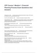 CFP Course 1 Module 1: Financial Planning Process Exam Questions And Answers