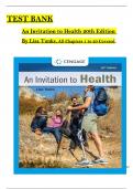 Test Bank for An Invitation to Health 20th Edition by Tunks All 1-20 Chapters Covered ,Latest Edition, ISBN: 9780357728345