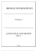 BIOD322 Neuroscience (Module 5) Latest Final Test Review Q & S 2024