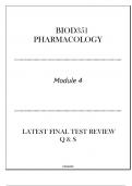 BIOD351 Pharmacology (Module 4) Latest Final Test Review Q & S 2024