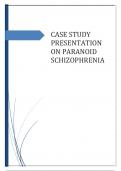 CASE STUDY PRESENTATION ON PARANOID SCHIZOPHRENIA