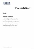 GCSE MAY 2024 OCR BIOLOGY A: FOUNDATION (GATEWAY SCIENCE) PAPER 1 MARK SCHEME