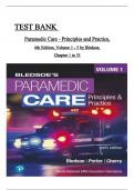 TEST BANK For Paramedic Care - Principles and Practice, 6th Edition, Volume 1 - 5 by Bledsoe, Verified Chapters, Complete Newest Version  ISBN:9780136895299