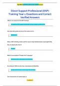 Direct Support Professional (DSP)  Training Year 1 Questions and Correct  Verified Answers