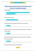 Electrolysis Review Quiz Questions and  Correct Verified Answers