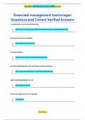 financieel management toetsvragen Questions and Correct Verified Answers