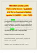 Midwifery Board ExamProfessional Issues | Questions and Correct Answers | Latest Update 2024/2025 | 100% PASS