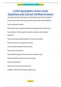 LUOA Apologetics Exam study Questions and Correct Verified Answers