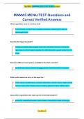 MAMAS MENU TEST Questions and  Correct Verified Answers