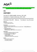 AQA AS-Level HISTORY The quest for political stability: Germany, 1871–1991 Component  1L Empire to democracy, 1871–1929 Question Paper & Marking Scheme