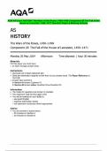 AQA AS-Level HISTORY The Wars of the Roses, 1450–1499 Component 2B The Fall of the  House of Lancaster, 1450–1471 Question Paper & Marking Scheme