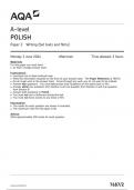 AQA A-level POLISH Paper 2 JUNE 2024 QUESTION PAPER: Writing (Set texts and films)