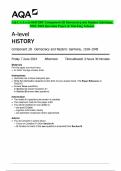 AQA A-Level HISTORY Component 2O Democracy and Nazism: Germany,  1918–1945 Question Paper & Marking Scheme