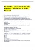 ECN 104 EXAM QUESTIONS AND CORRECT ANSWERS ALREADY PASSED 