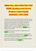 OMSA FALL 2024 PRACTICE TEST EXAM | Questions and Correct Answers | Latest Update 2024/2025 | 100% PASS