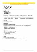 AQA A-LEVEL HISTORY Component 1L The quest for political stability: Germany, 1871– 1991 MAY 2024 Question Paper and Mark Scheme