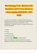 Microbiology Final - McGraw Hill | Questions and Correct Answers | Latest Update 2024/2025 | 100% PASS