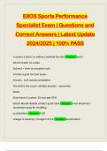 EXOS Sports Performance Specialist Exam | Questions and Correct Answers | Latest Update 2024/2025 | 100% PASS