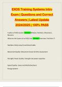 EXOS Training Systems Intro Exam | Questions and Correct Answers | Latest Update 2024/2025 | 100% PASS