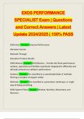 EXOS PERFORMANCE SPECIALIST Exam | Questions and Correct Answers | Latest Update 2024/2025 | 100% PASS