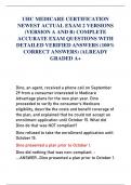 UHC MEDICARE CERTIFICATION  NEWEST ACTUAL EXAM 2 VERSIONS  (VERSION A AND B) COMPLETE  ACCURATE EXAM QUESTIONS WITH  DETAILED VERIFIED ANSWERS (100%  CORRECT ANSWERS) /ALREADY  GRADED A+