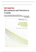 Test Bank For Recruitment and Selection in Canada, 8th Edition by Victor Catano, Rick D. Hackett, Willi H. Wiesner, Nicolas Roulin, and Monica Belcourt, All Chapters  ||Complete A+ Guide