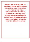 MA 2ND CLASS FIREMAN'S PRACTICE EXAM WITH ACTUAL QUESTIONS AND COMPLETE 100%CORRECT ANSWERS WITH VERIFIED AND WELL EXPLAINEDRATIONALES ALREADY GRADED A+ BY EXPERTS |LATEST VERSION 2024 WITH GUARANTEED SUCCESS AFTER DOWNLOAD ALREADY PASSED!!!!!!! (P