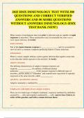 2025 HMX IMMUNOLOGY TEST WITH 300  QUESTIONS AND CORRECT VERIFIED  ANSWERS AND 50 MORE QUESTIONS  WITHOUT ANSWERS/ IMMUNOLOGY-HMX  TEST BANK (NEW!)