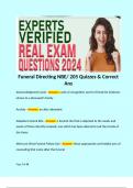 Funeral Directing NBE/ 205 Quizzes & Correct Ans