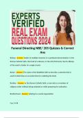 Funeral Directing NBE/ 205 Quizzes & Correct Ans  