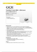 OCR A Level Mathematics A H240/01 Pure Mathematics JUNE 2024 Question Paper and Mark Scheme