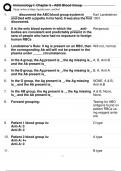 Immunology I - Chapter 5 - ABO Blood Group Exam Questions and Answers 100% Correct with complete solution