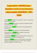 Cupid Admin CAR400 Exam | Questions and Correct Answers | Latest Update 2024/2025 | 100% PASS