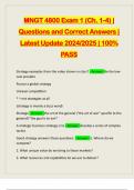 MNGT 4800 Exam 1 (Ch. 1-4) | Questions and Correct Answers | Latest Update 2024/2025 | 100% PASS