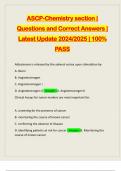 ASCP-Chemistry section | Questions and Correct Answers | Latest Update 2024/2025 | 100% PASS