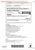 Pearson Edexcel GCSE 1FR0/3H In French (1FR0) Paper 3H Reading and understanding in French Merged Question Paper + Mark Scheme