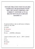 NOTARY PRACTICE TEST EXAM 2024  COMPLETE 350 QUESTIONS WITH  100% DETAILED VERIFIED AND  CORRECT ANSWERS ACTUAL  BRAND-NEW EXAM ALREADY  GRADED A+