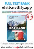 Test Bank for Core Concepts in Health 4th Canadian Edition Irwin