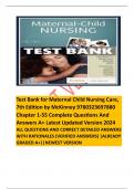 Test Bank For Maternal-Child Nursing 7th Edition By McKinney 9780323697880 Chapter 1-55 Complete Questions And Answers A+ Latest Updated Version 2024100% original verified, A+ Grade