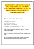 COMPEHESIVE SIE PRACTICE EXAM  (2024/2025) COMPLETE EXAM 500+  QUESTIONS AND CORRECT DETAILED  ANSWERS || ALREADY GRADED A+  <RECENT VERSION> 