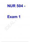 NUR 504 - Exam 1 Advanced health assessment: NUR 504 Quiz 4 with Correct Answers