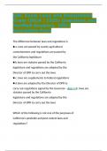 QAC Exam Laws and Regulations Exam (2024 / 2025) Questions and Verified Answers, 100% Guarantee Pass  The difference between laws and regulations is ■ a. laws are passed by county agricultural commissioners and regulations are passed by the California leg