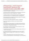 AP Psychology - Unit 5 Cognition Guide Review Questions and Complete Answers latest 2024 - 2025.pdf  1. Document information