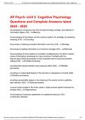 AP Psych--Unit 5 Cognitive Psychology Questions and Complete Answers latest 2024 