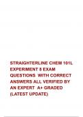 STRAIGHTERLINE CHEM 101L EXPERIMENT 8 FINAL EXAM QUESTIONS  WITH CORRECT ANSWERS ALL VERIFIED BY AN EXPERT  A+ GRADED (LATEST UPDATE)