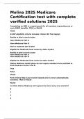 Molina 2025 Medicare Certification test with complete verified solutions 2025.