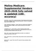 Molina Medicare Supplemental Vendors 2025-2026 fully solved & updated (100- accuracy).